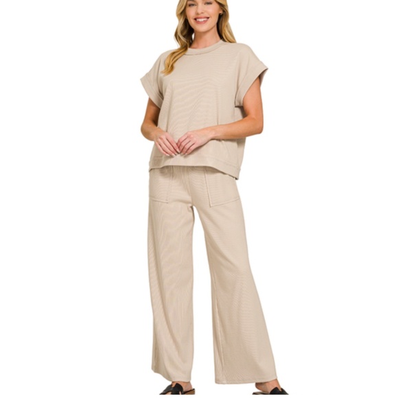 3 COLROS - Ribbed Pants Set - Picture 2 of 3